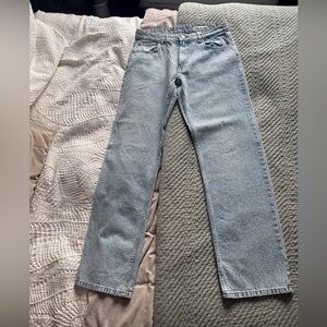 Zara Light Blue Rhinestone Straight Leg Jeans Size 8